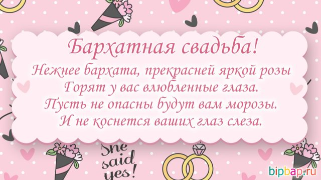 Поздравления С Бархатной Годовщиной Свадьбы
