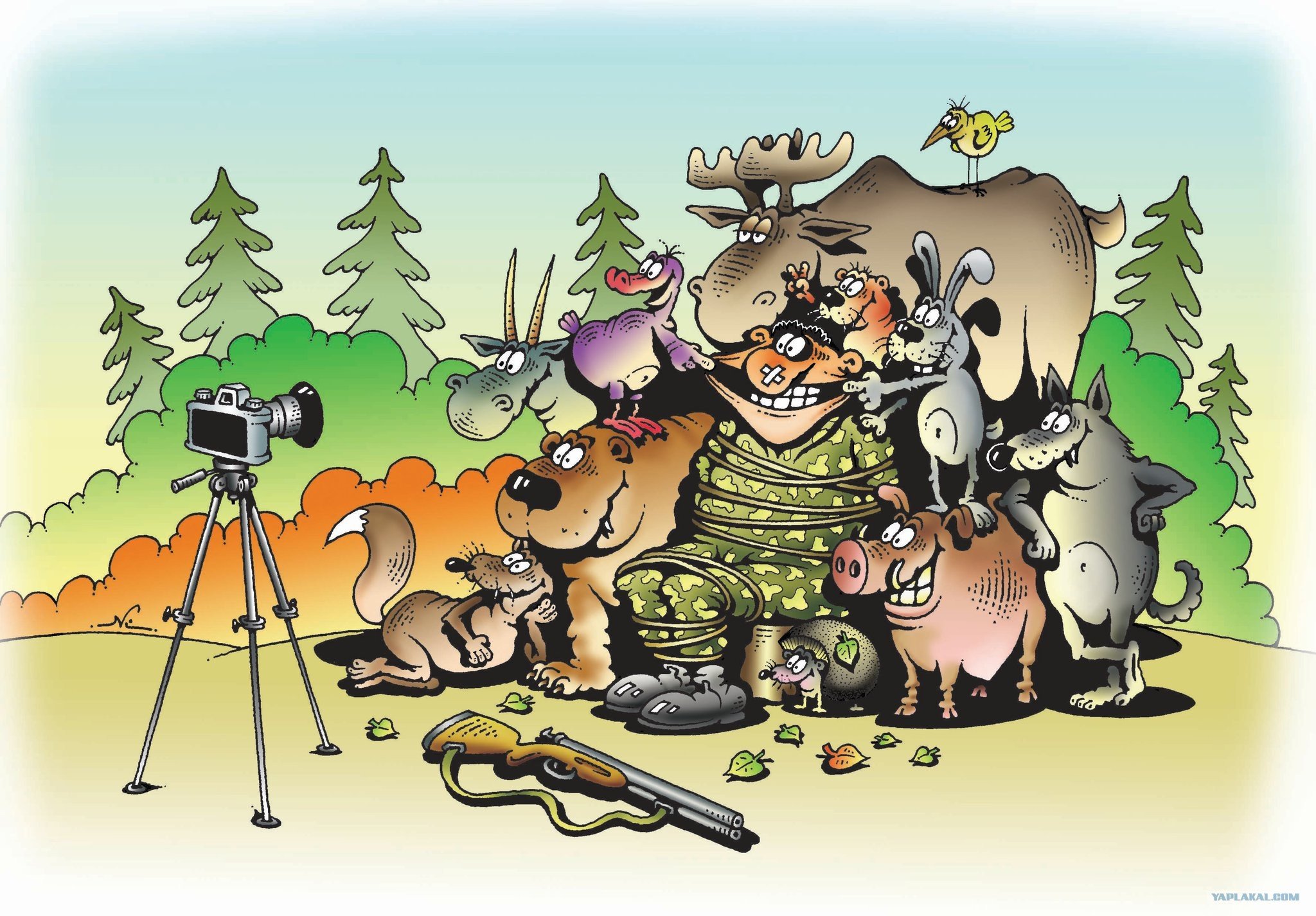 Открытки приколы про. Карикатуры на охотников. Карикатуры про охоту. С днем охотника.