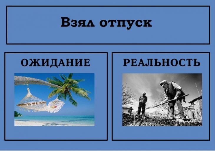 Отпуск ожидание и реальность прикольные картинки