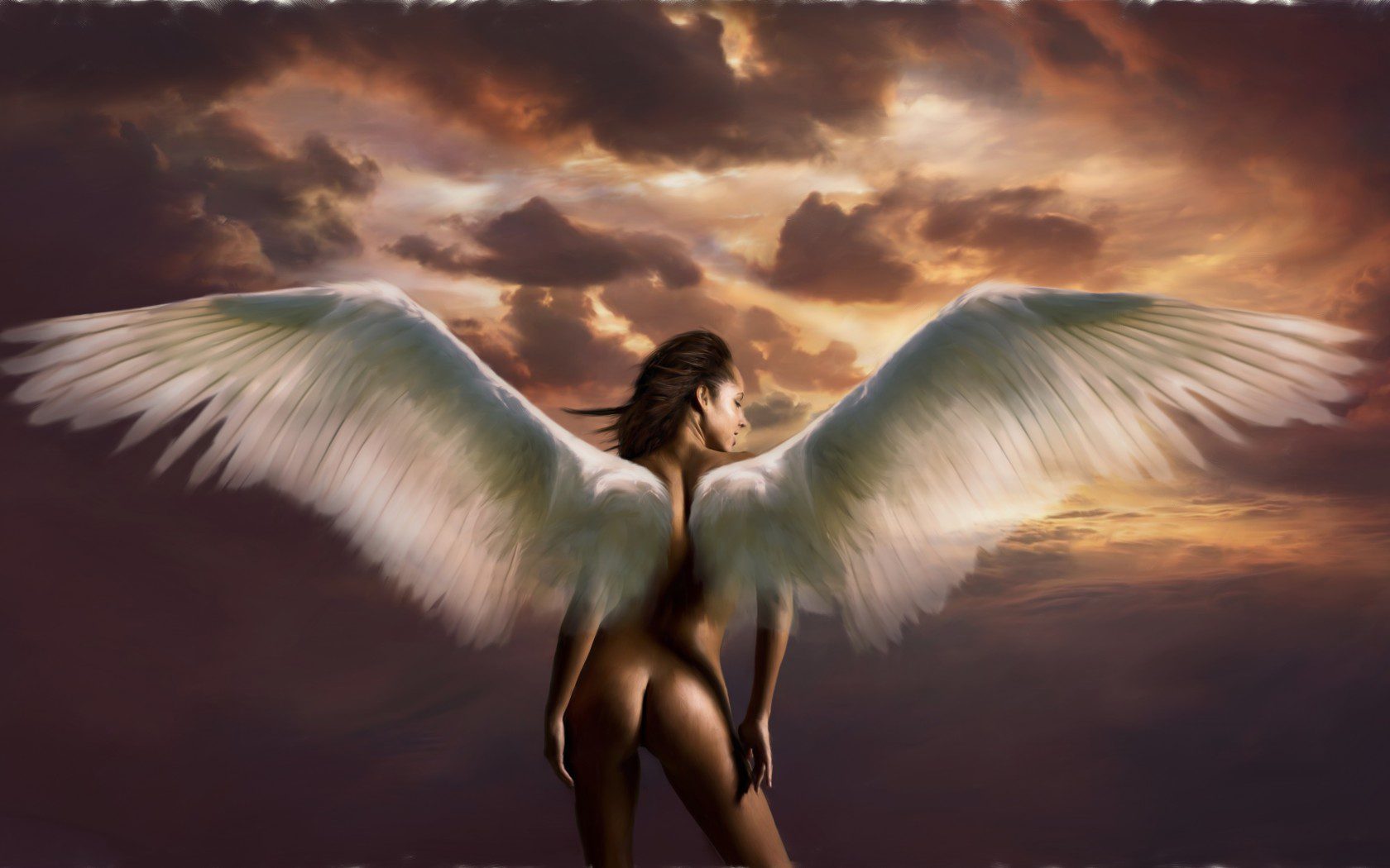 Красивая голая девушка ангел - фотографии