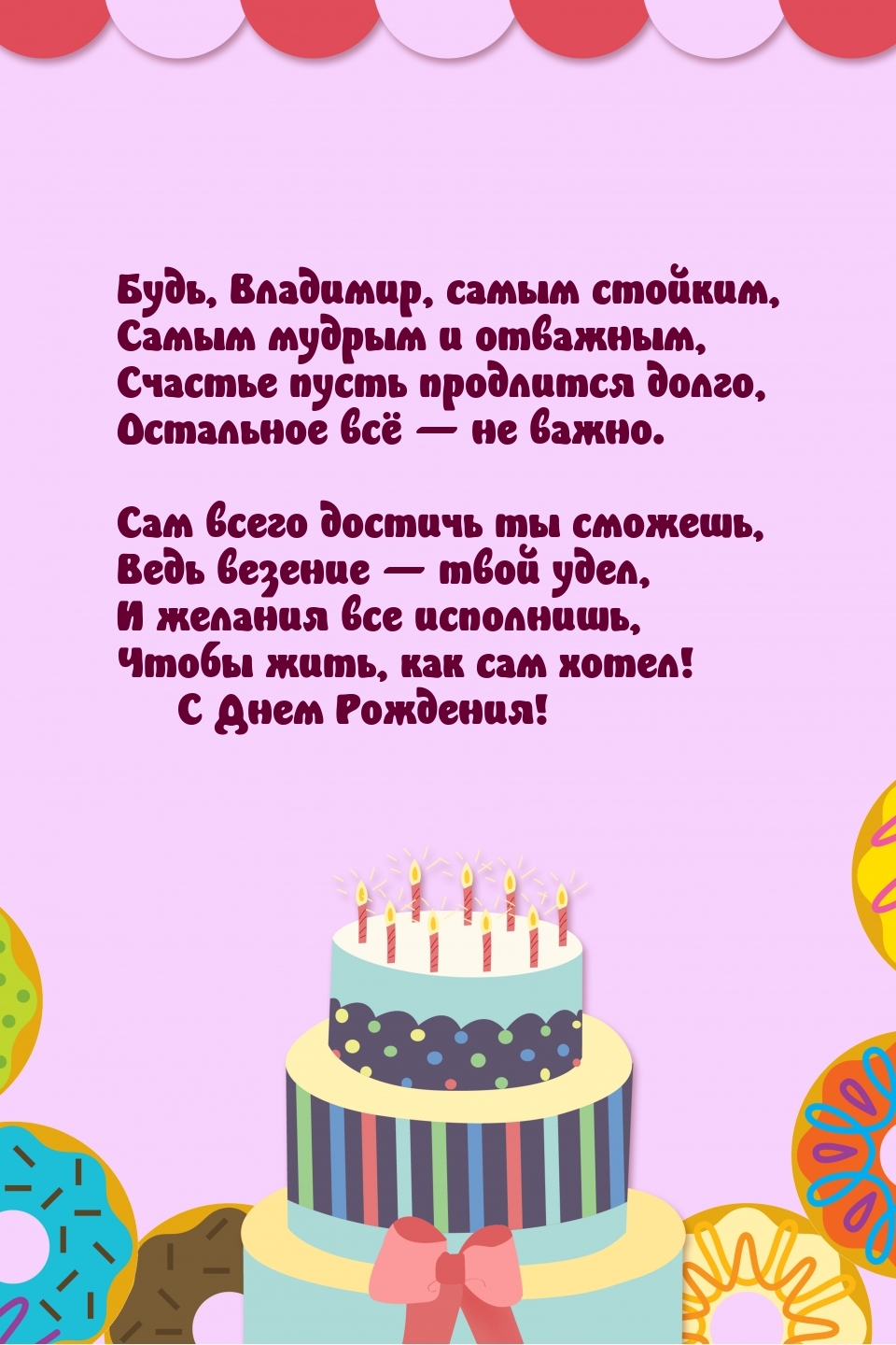 С днем рождения владимир открытки красивые