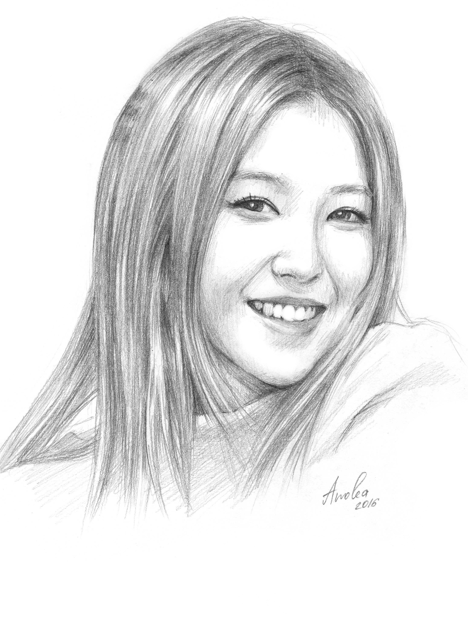 Портрет кореянки карандашом