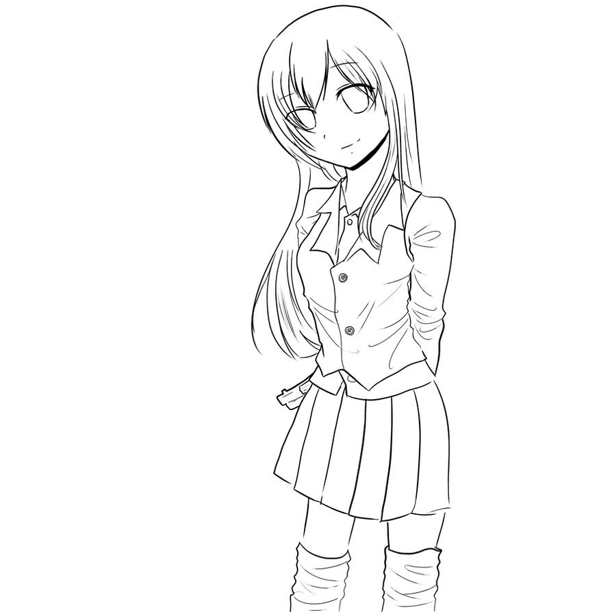Рисунки карандашом девушки в полный рост аниме