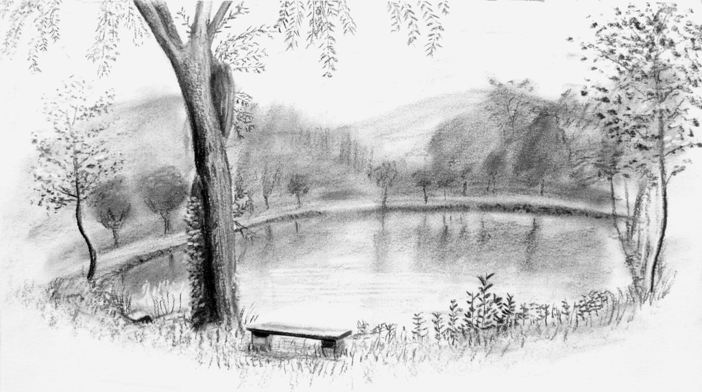 Рисунок черного озера. Пейзаж карандашом. Наброски пейзажа. Рисунки карандашом природа. Пейзаж в графике легкий.
