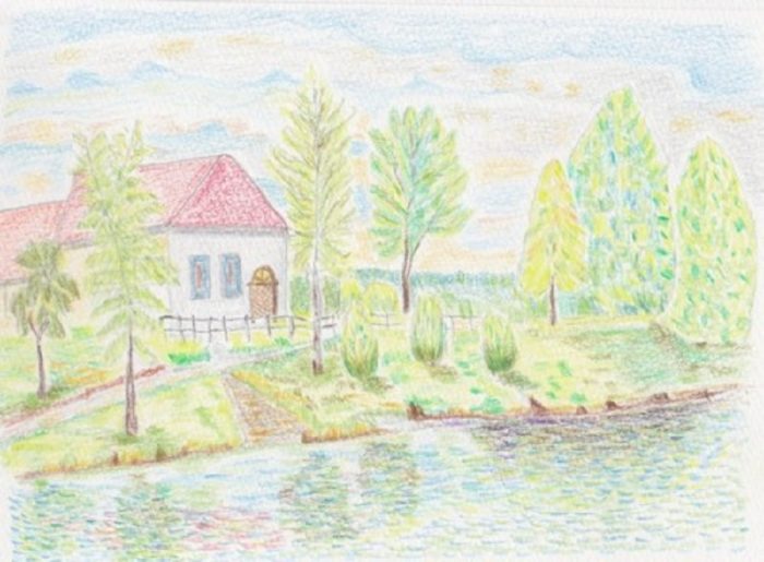 Весенний пейзаж рисунок карандашом для начинающих легкий