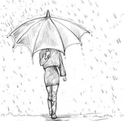 Рисунок человек с зонтиком