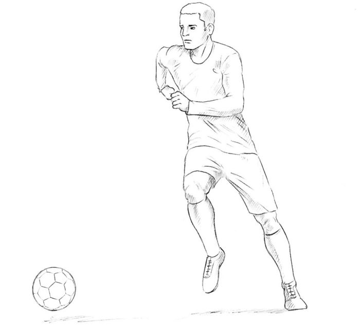 Бегущий футболист рисунок для срисовки