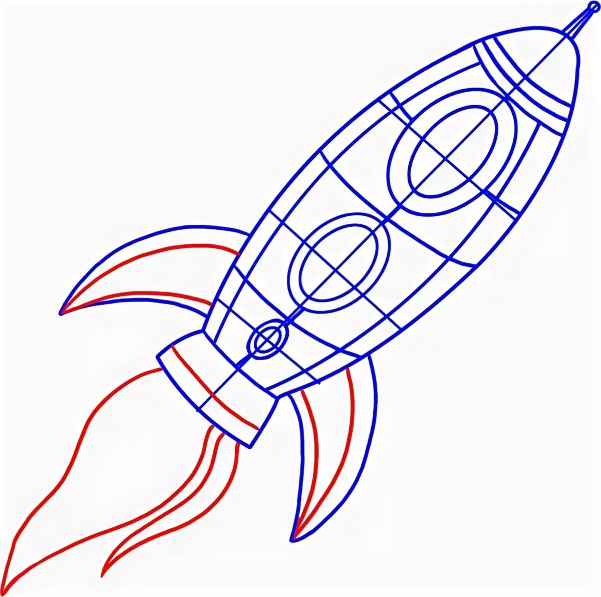 Ракета рисунок карандашом