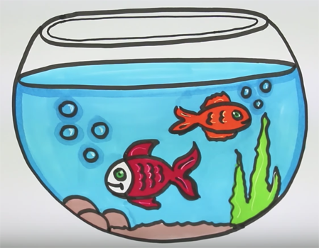 Нарисовать аквариум с рыбками