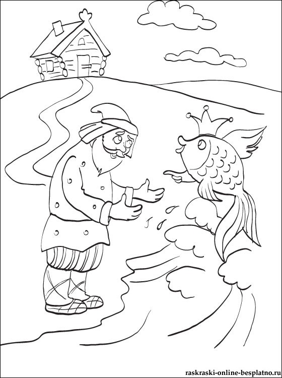 Рисунки раскраски сказка о рыбаке и рыбке (43 фото) » Рисунки для срисовки и не только