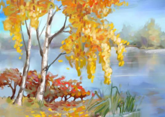 Осенний пейзаж рисунок цветными карандашами - 70 фото