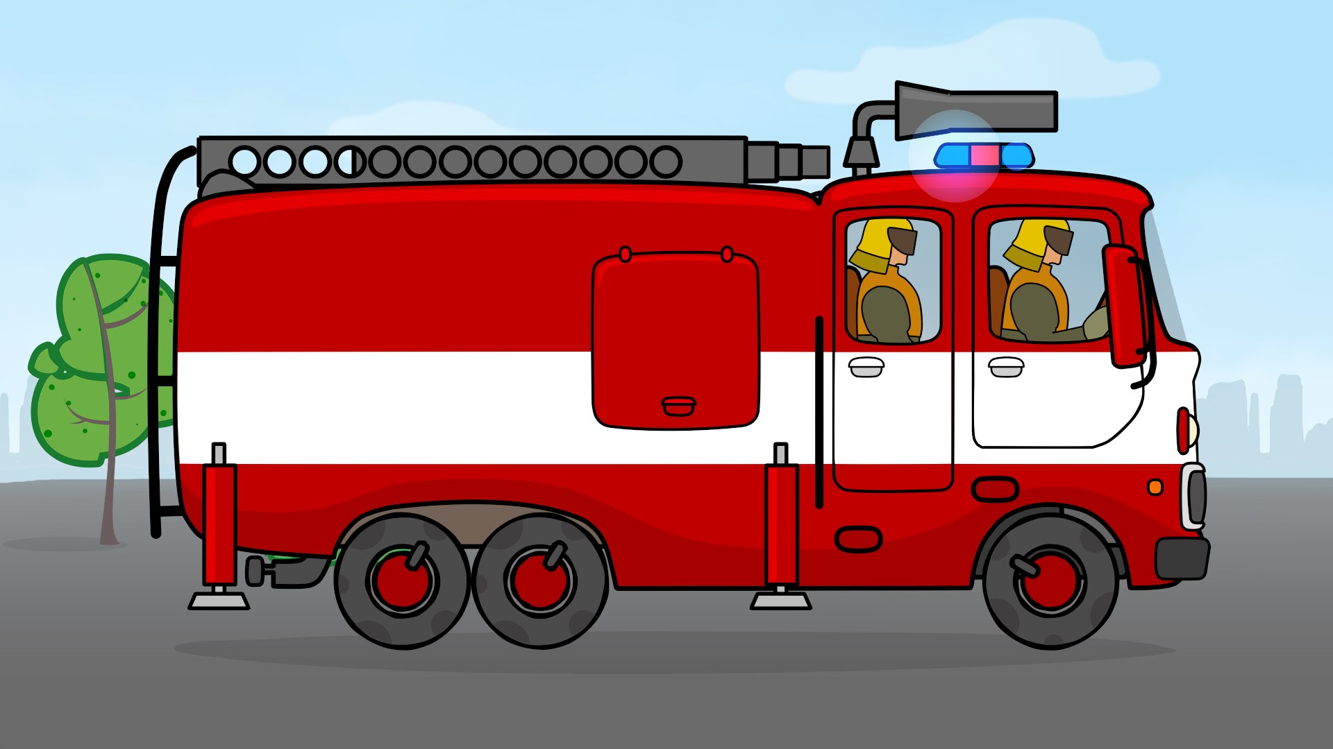 Учимся рисовать пожарную машину.