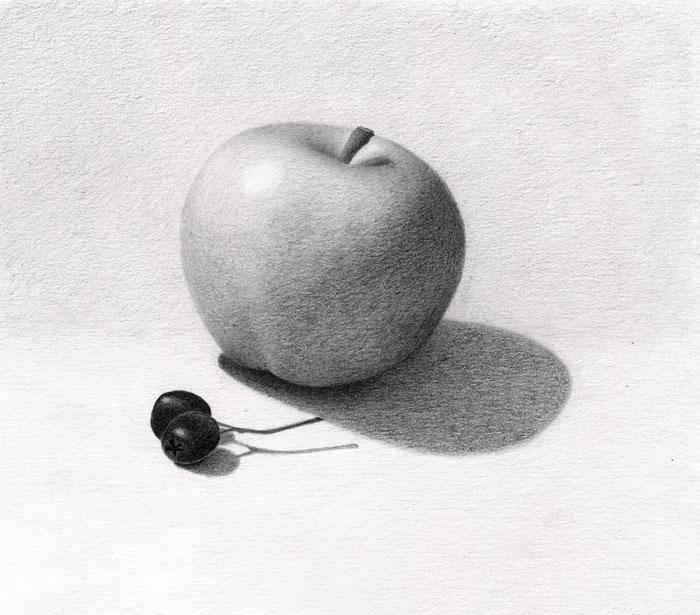 Рисунок яблоко простым карандашом