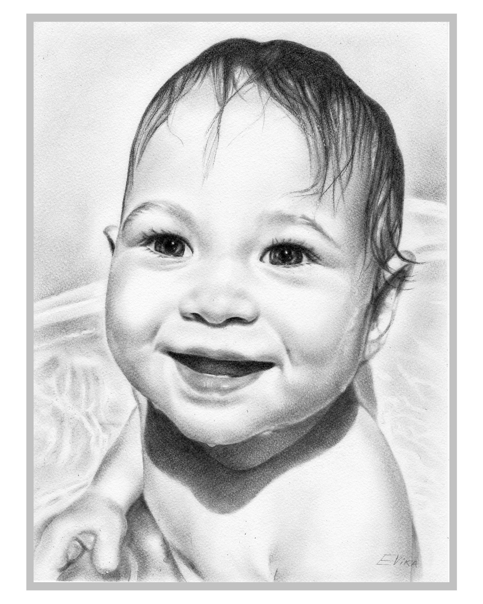 Ребенок карандашом. Рисунки сухой кистью. Рисунки для детей. Лицо младенца карандашом. Рисуем сухой кистью портрет ребёнка.