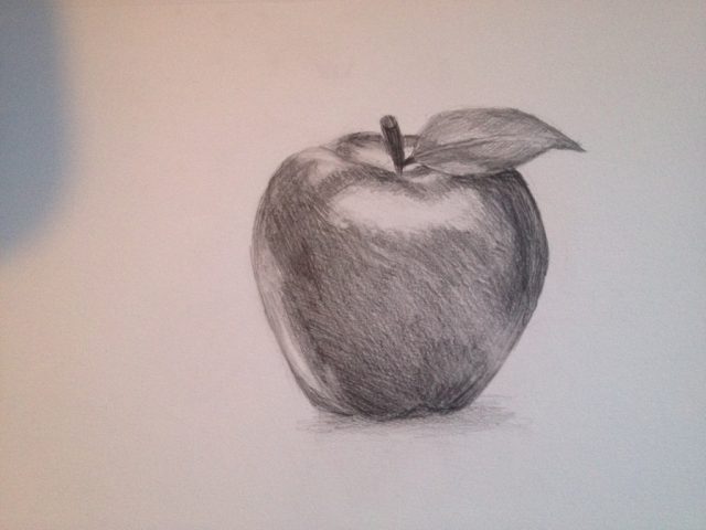 Рисунок яблоко простым карандашом