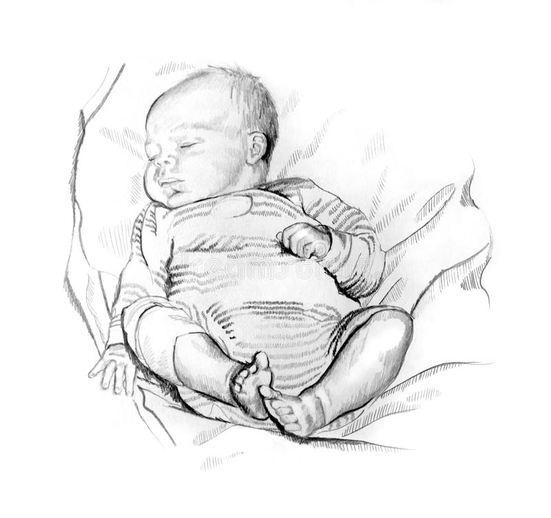 Рисунок мультяшного младенца в пеленке