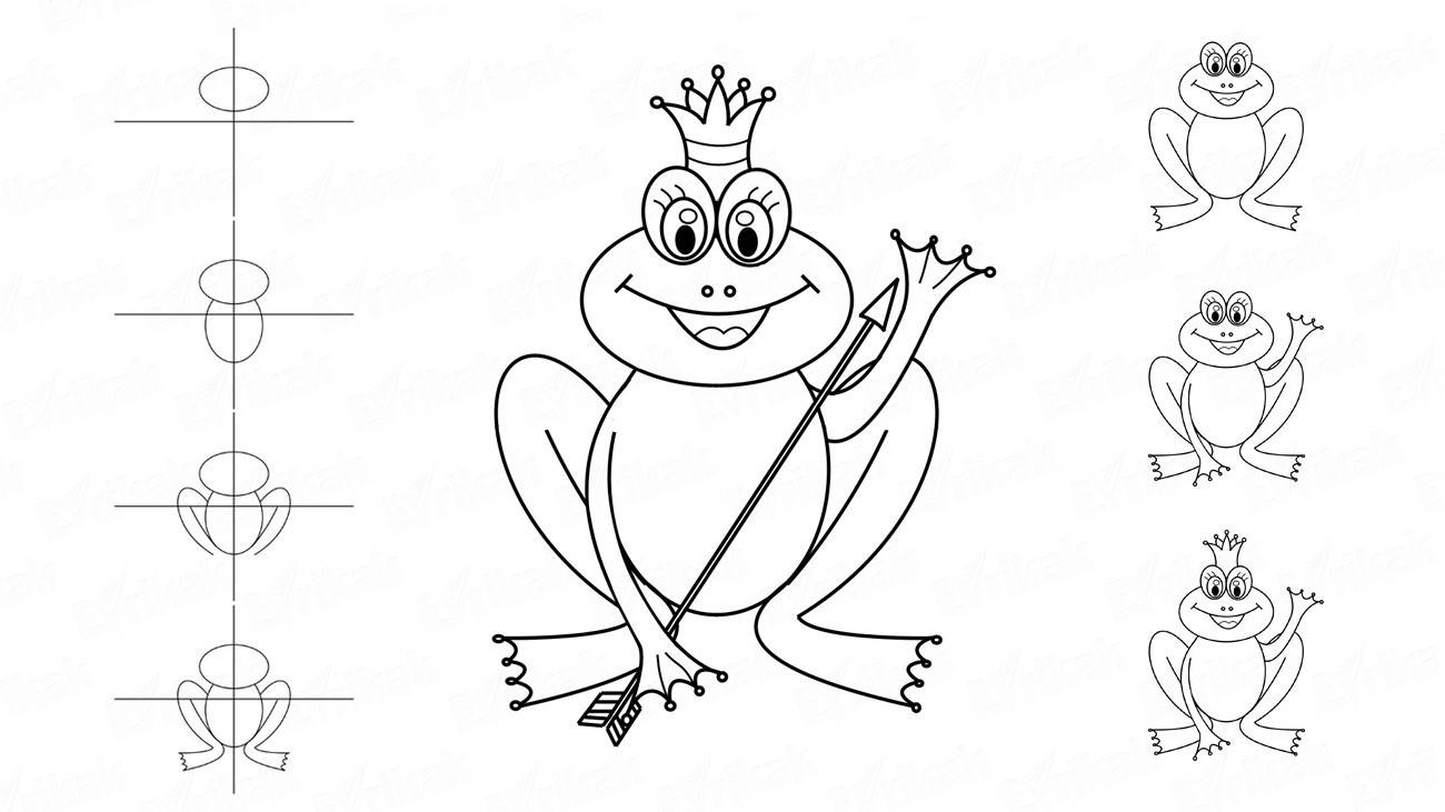 Рисунки лягушки для срисовки легкие и красивые