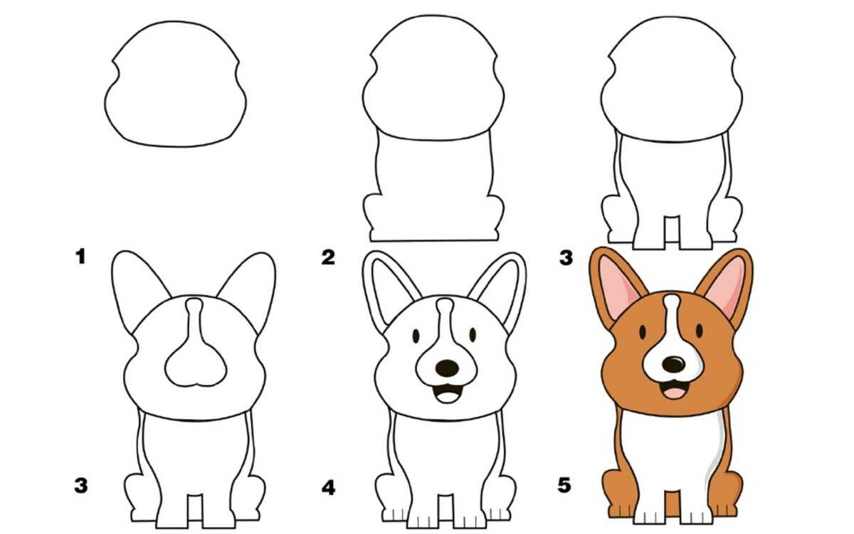 Поэтапное рисование собаки для детей