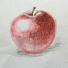 Рисунки яблока карандашом с тенью поэтапно (16 фото)