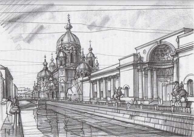 Развод мостов в санкт петербурге рисунок