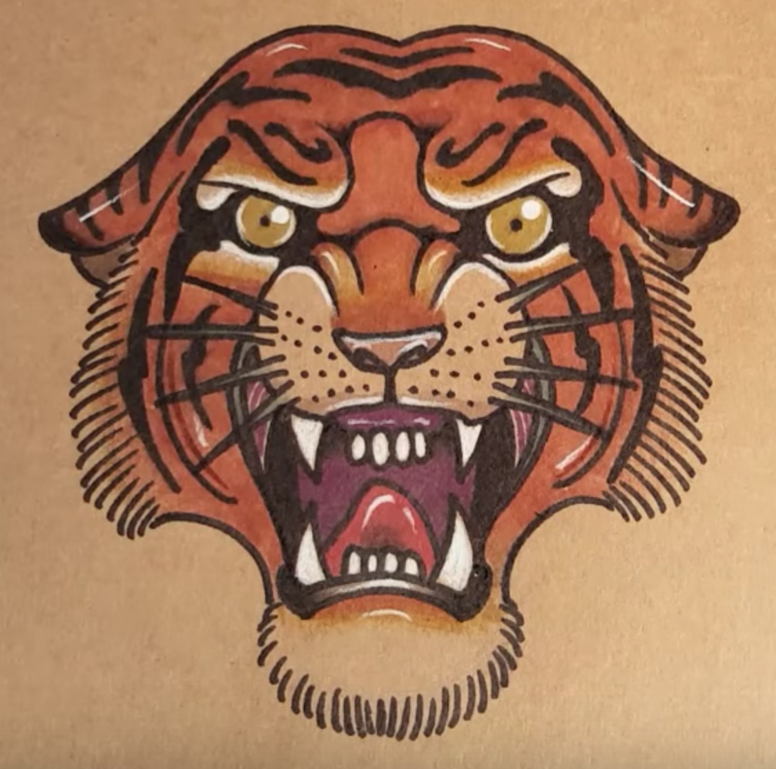 Нарисовать мордочку тигра