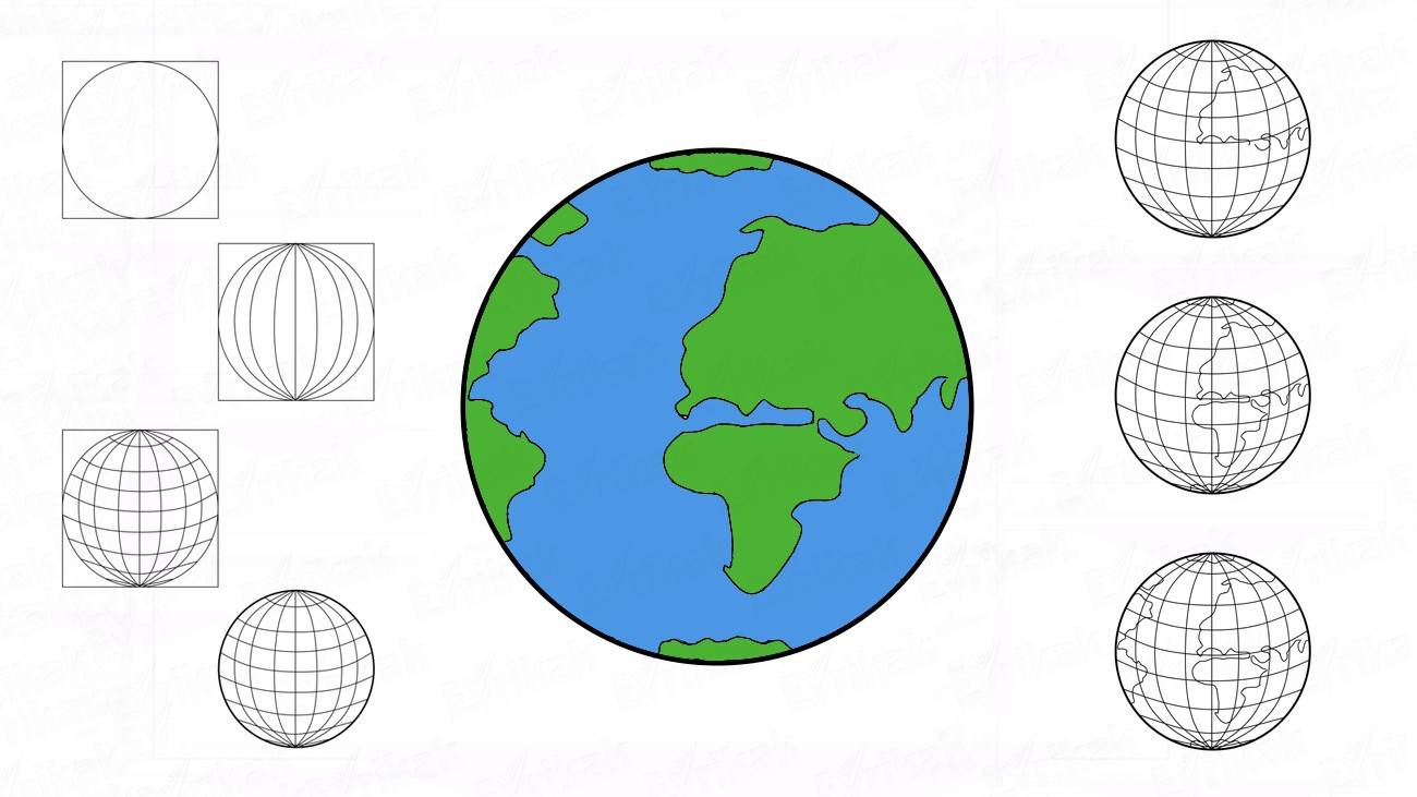Земной шар рисунок для детей карандашом