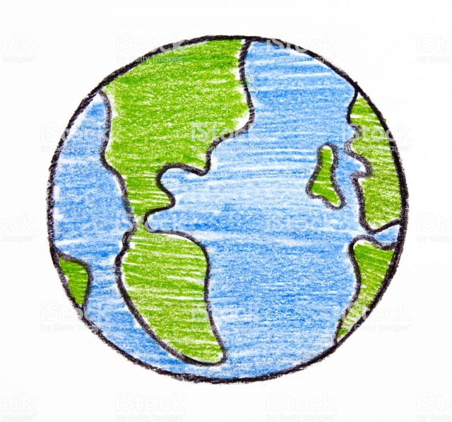 земной шар рисунок для детей карандашом
