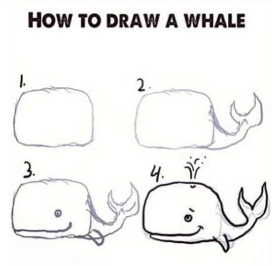 Как нарисовать кита | Рисунок кита поэтапно карандашом