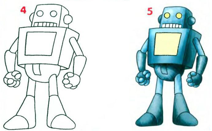 Как нарисовать робота карандашом поэтапно для детей