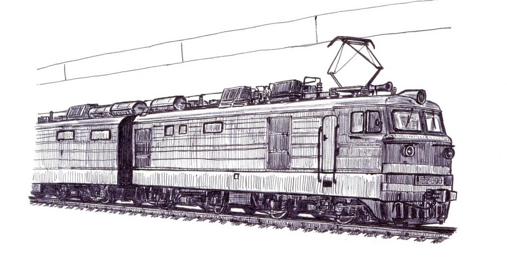 Нарисовать пассажирский поезд карандашом