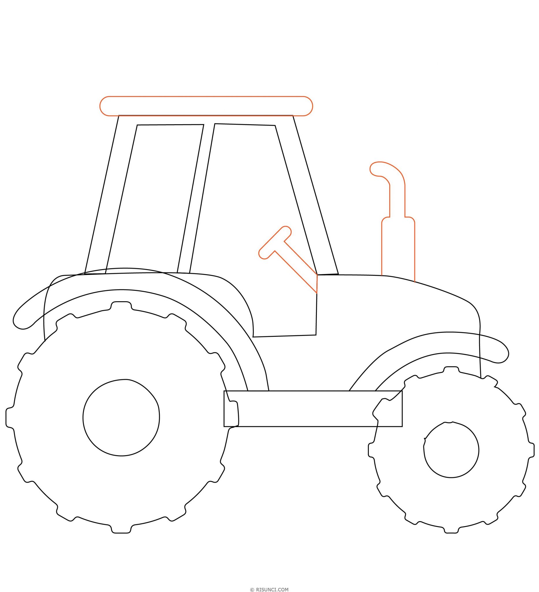 Как рисовать трактор для детей поэтапно