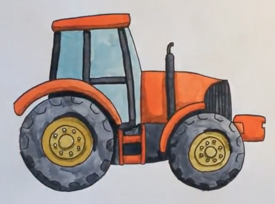 Трактор рисунок поэтапно