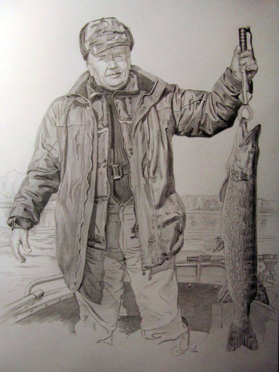 Как нарисовать рыбака карандашом поэтапно?