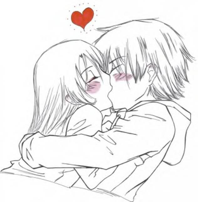 Рисунок карандашом парень и девушка аниме. 