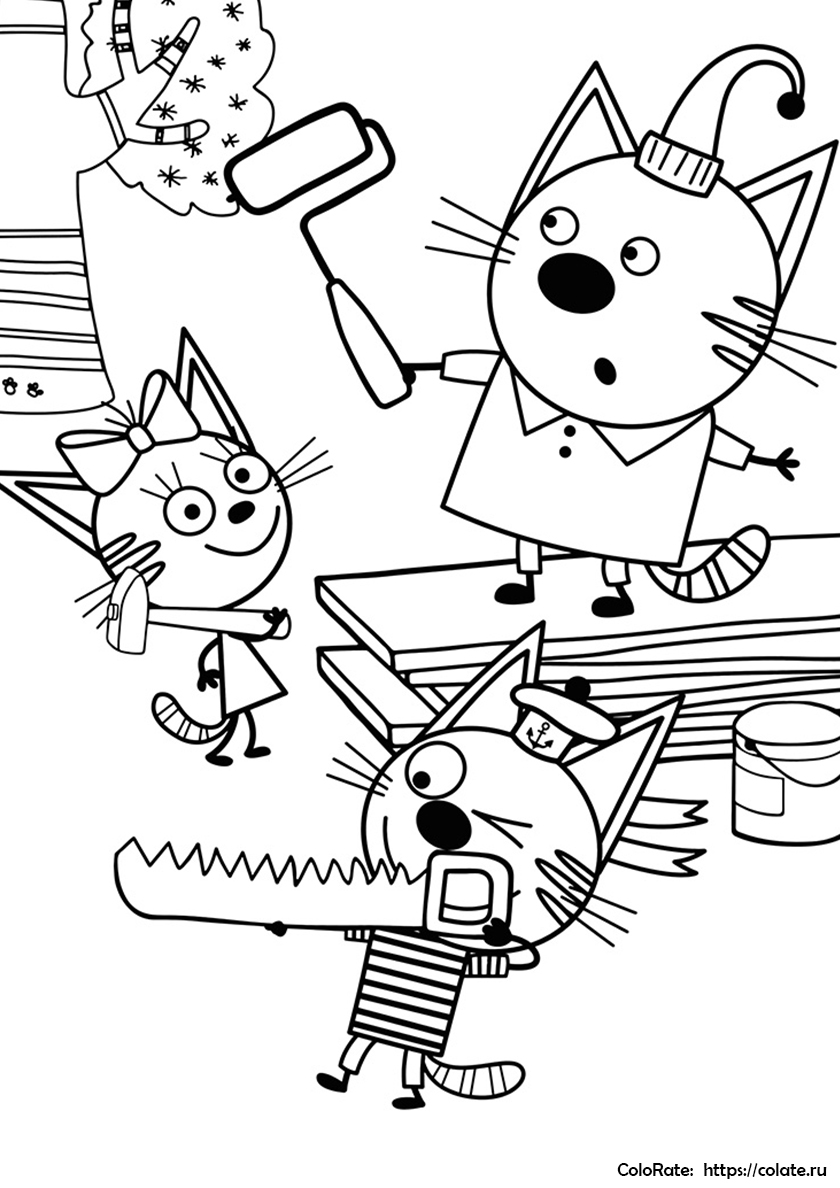 Детский рисунок три кота