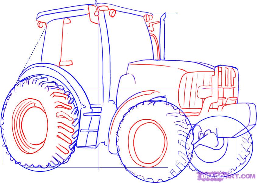 Трактор рисунок пошагово