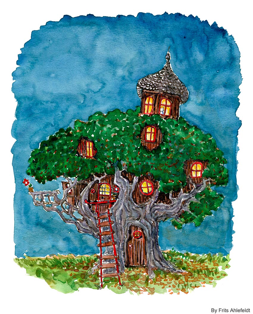 Фантазийное дерево с домиками