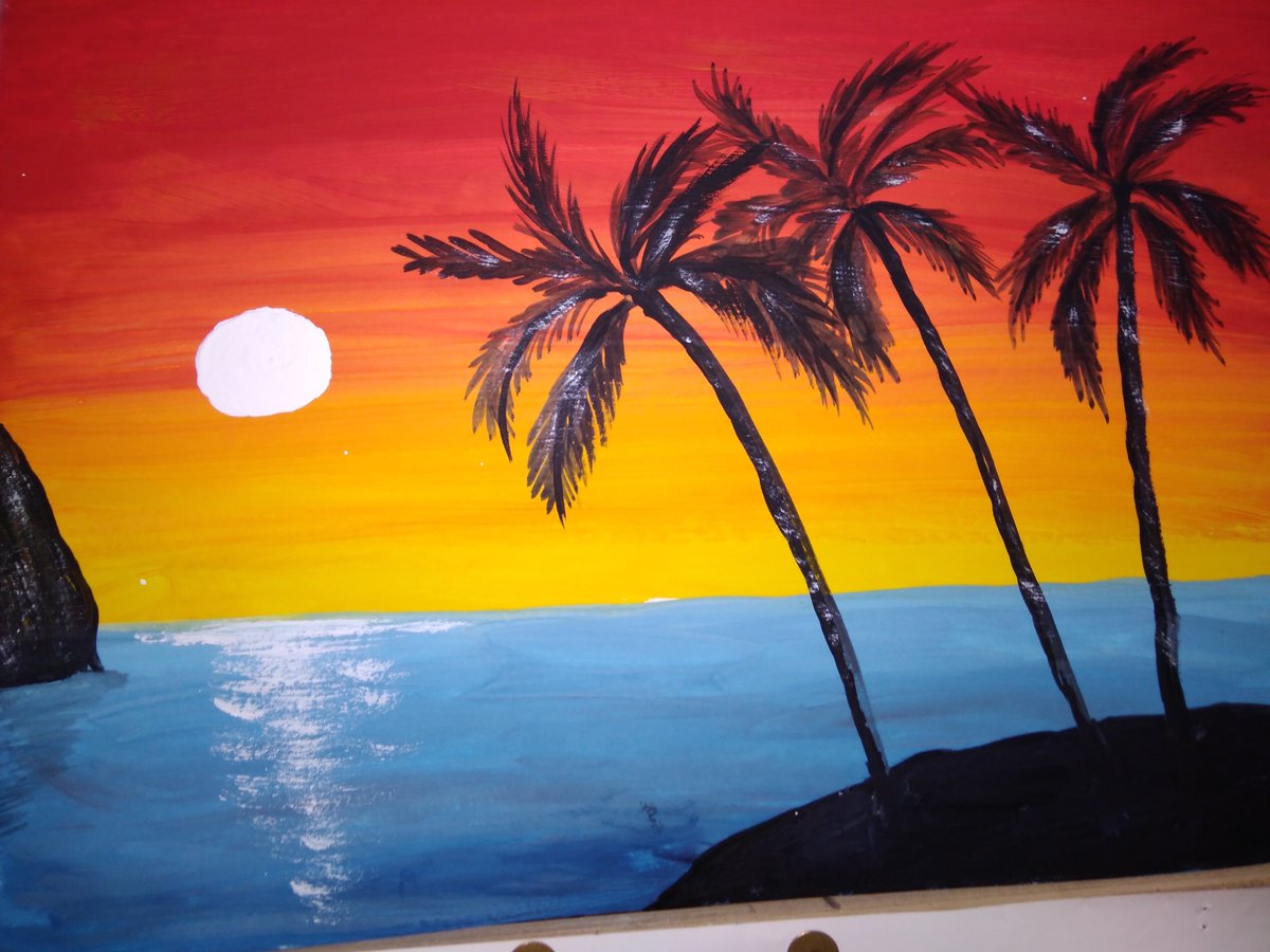 Нарисовать пейзаж легко. Закат рисунок. Нарисовать закат. Рисунки красками. Пейзаж моря гуашью для начинающих.