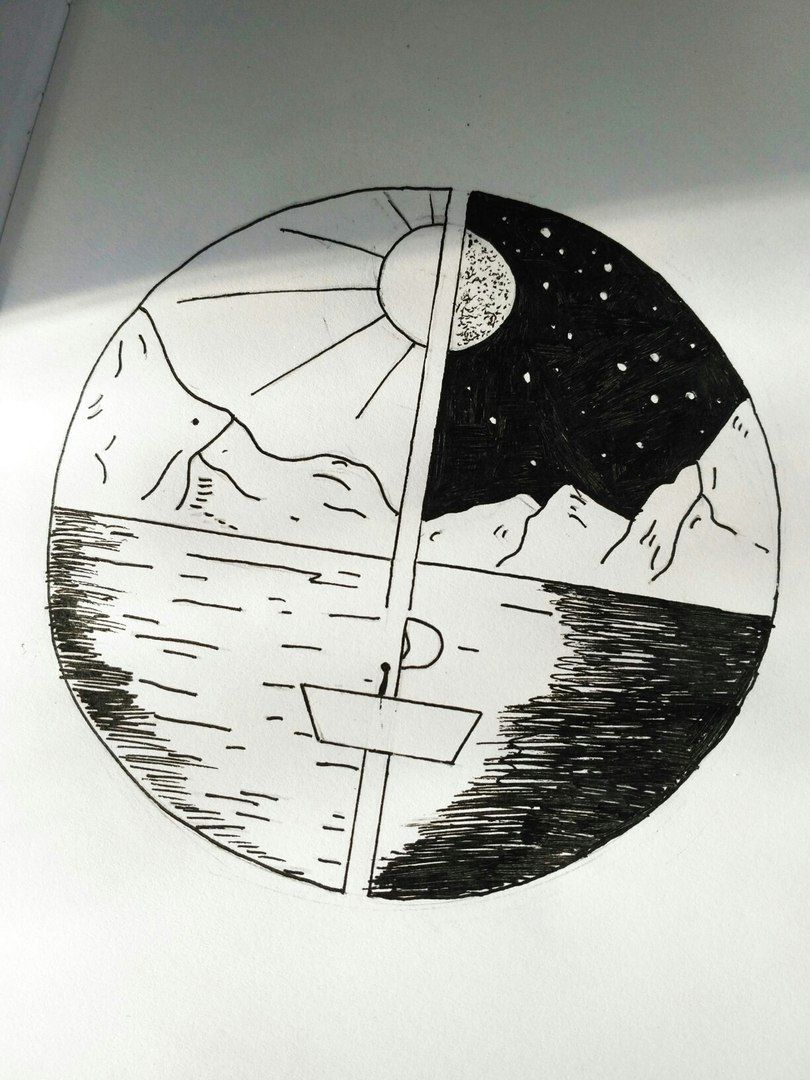 Рисунки в круге для скетчбука карандашом