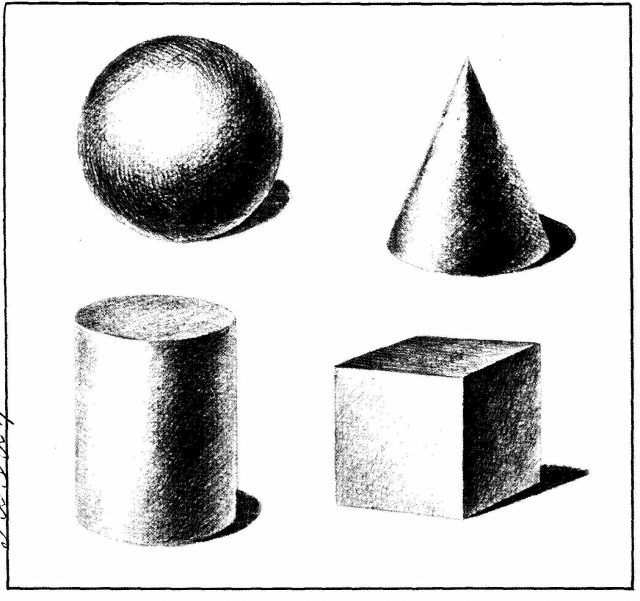 Объемные фигуры рисунки карандашом