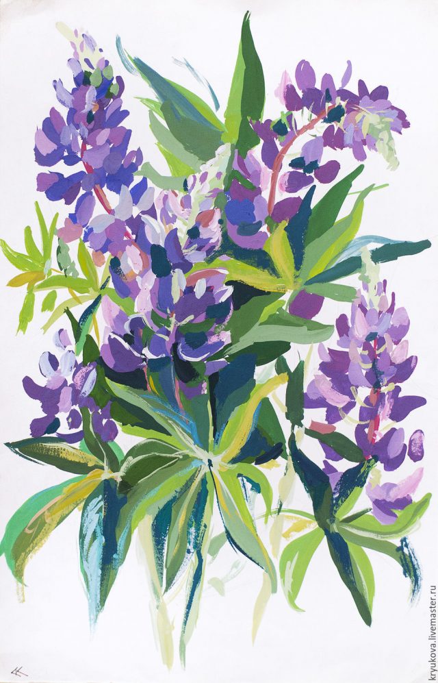 Фиолетовые цветы рисунок