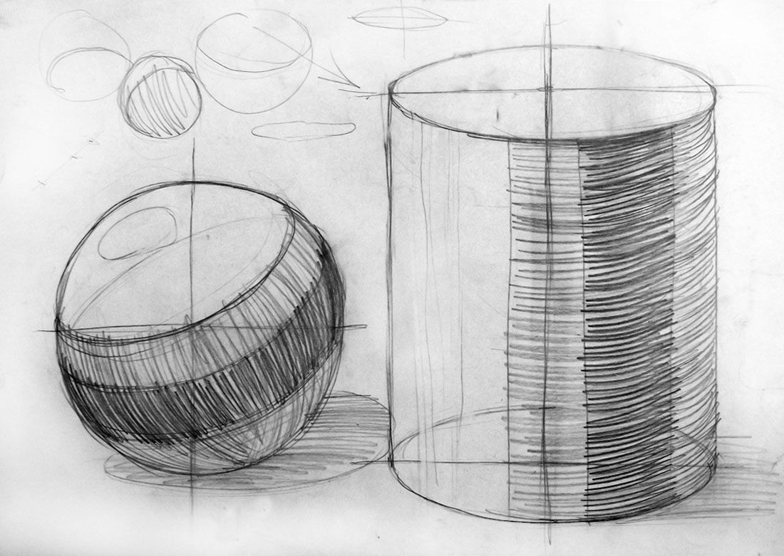 Как рисовать цилиндр карандашом поэтапно