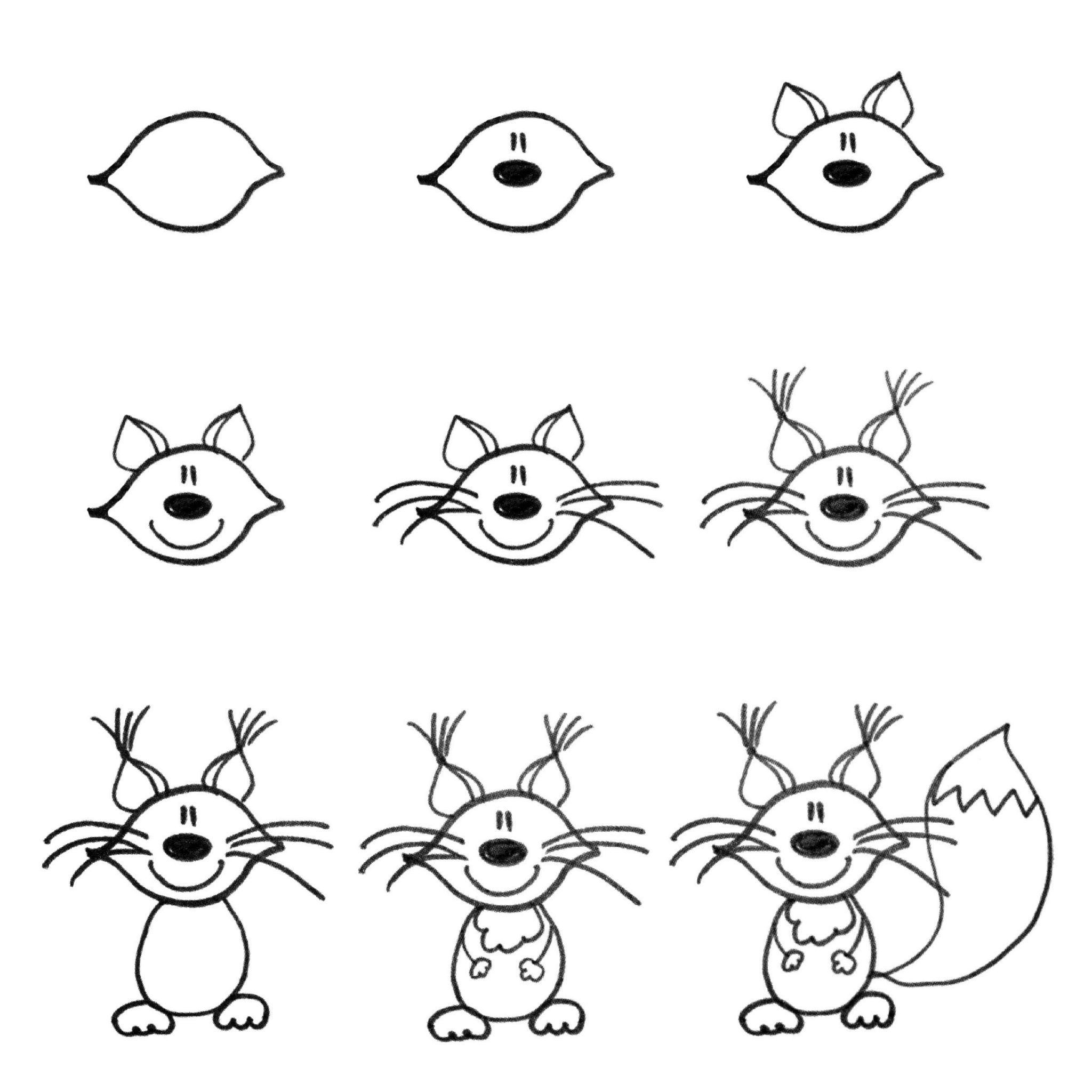 Белка рисунок для детей поэтапно