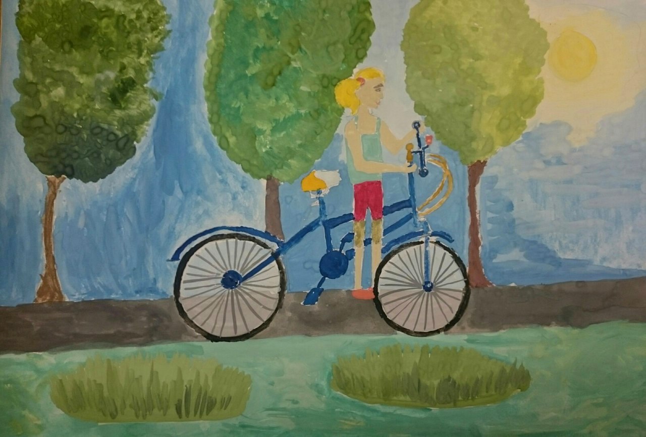 Рисунок лето велосипед карандашом