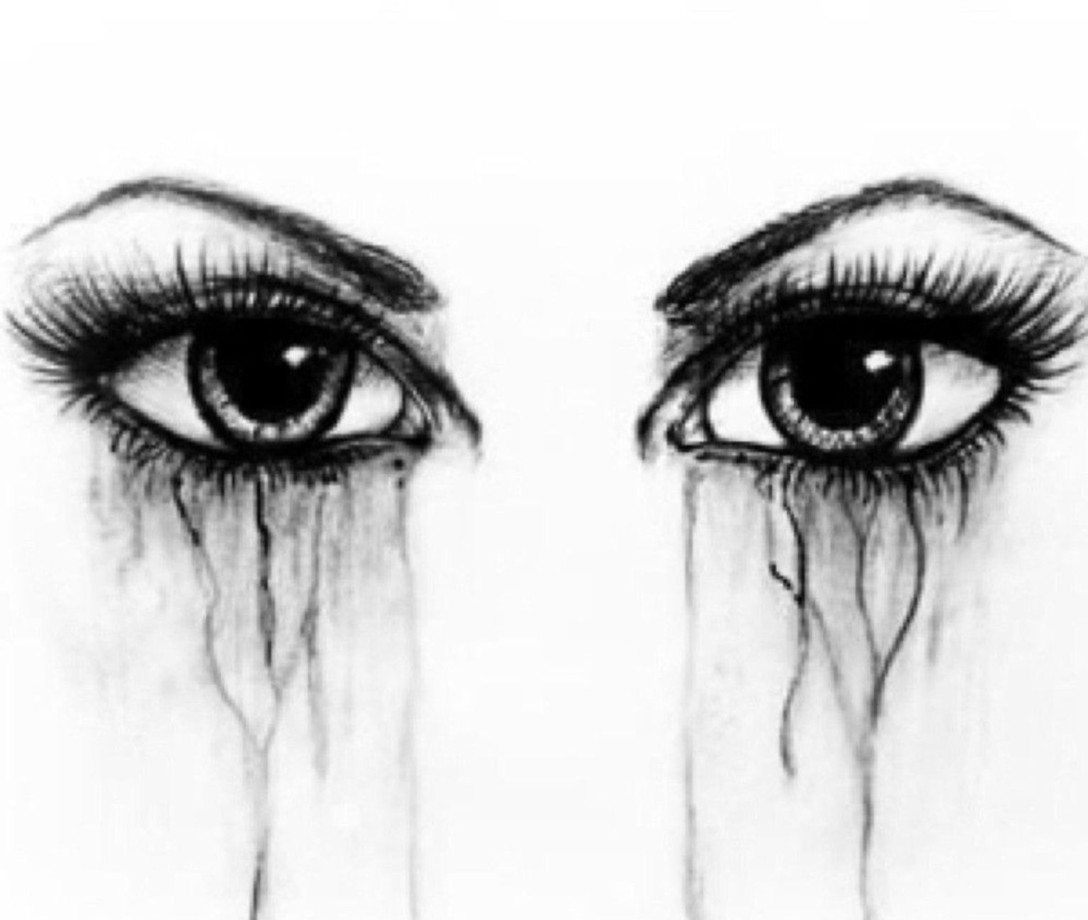 Заплаканные глаза карандашом