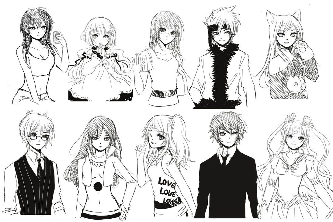 Эскизы аниме персонажей