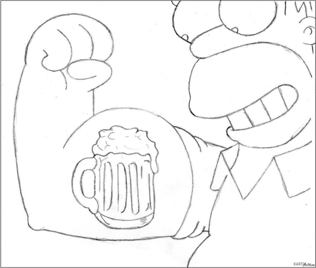 Рисунок Гомера Симпсона карандашом