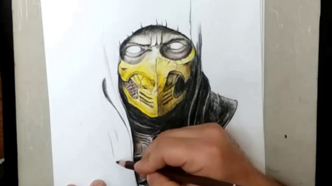 Скорпион мортал комбат рисунок карандашом