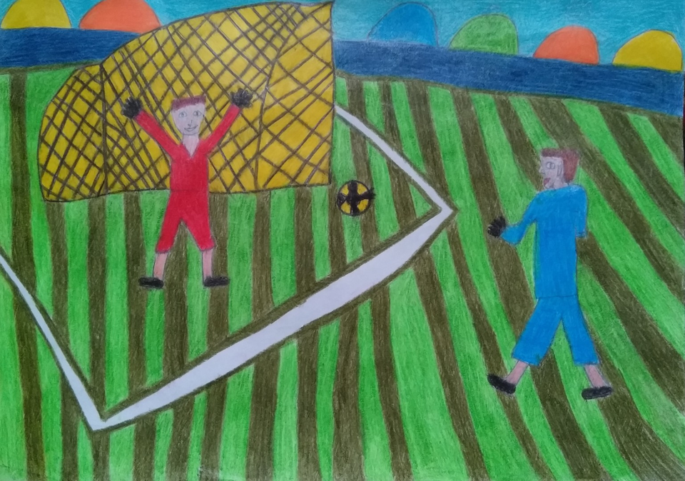 Рисунок спорт 6. Детский рисунок на тему спортивные игры. Детский рисунок футбол. Спортивные соревнования детский рисунок. Композиция на тему спорт детские рисунки.