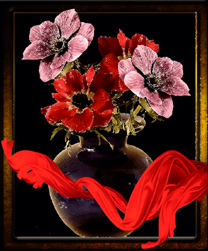 Анимационная картинка цветов. Анимированные цветы. Открытки с цветами красивые. Мерцающие цветы. Переливающиеся вечерние цветы.